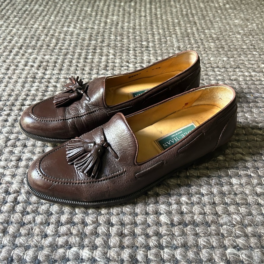 Cole Haan Italian Men's Dark Brown Tassel Slip-Ons